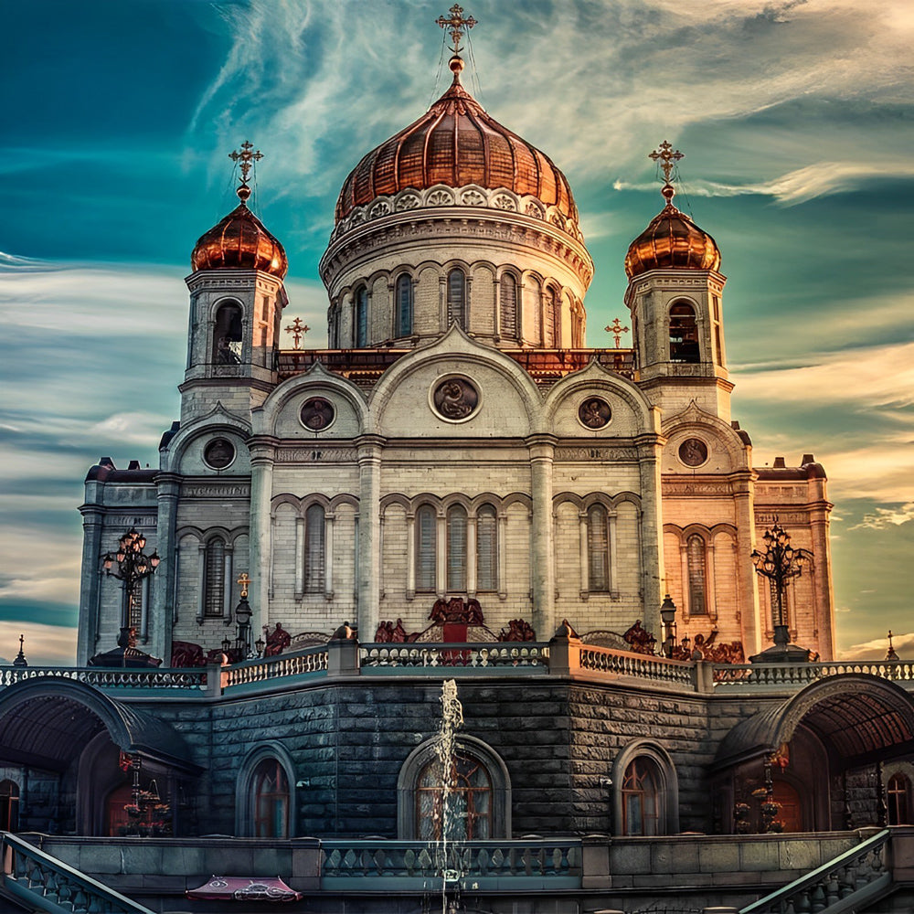 Golden domed cathedral cross stitch kit for beginners