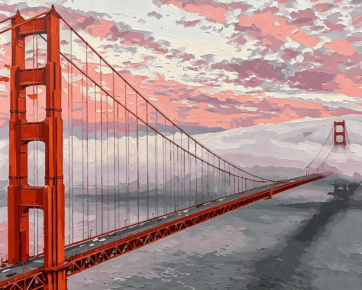 Golden gate bridge paint by numbers kit for beginners