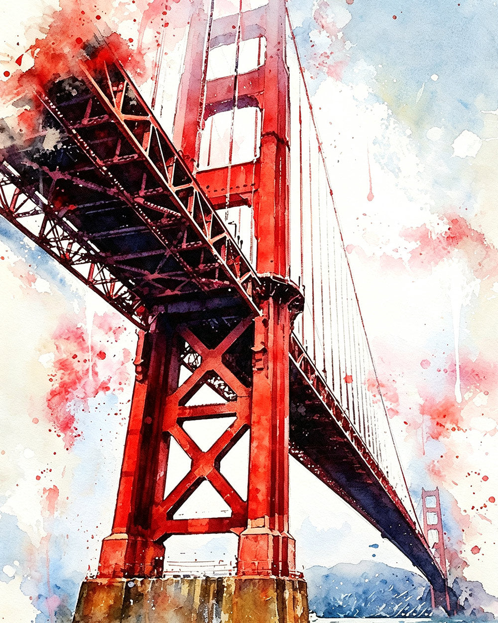 Golden gate in watercolour cross stitch kit for beginners
