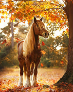 Golden horse in autumn sunshine cross stitch kit for beginners