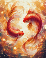 Golden koi fish pair cross stitch kit for beginners