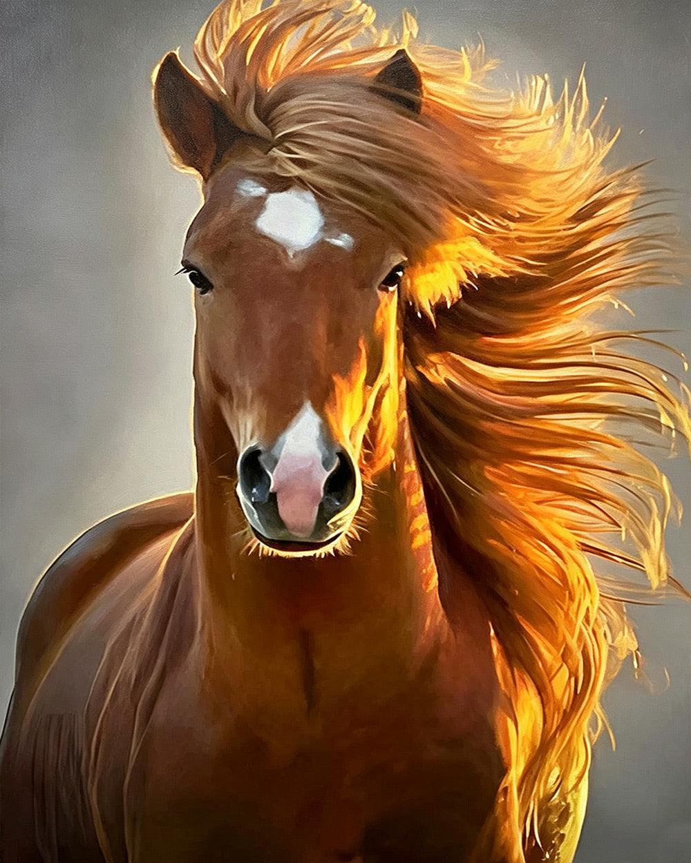 Golden mane horse cross stitch kit for beginners