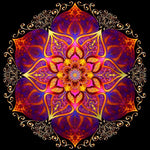 Golden orange and purple ornate mandala cross stitch kit for beginners