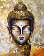 Golden textured buddha portrait cross stitch kit for beginners