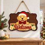 Golden welcome sign paint by numbers door hanger as indoor wall decor
