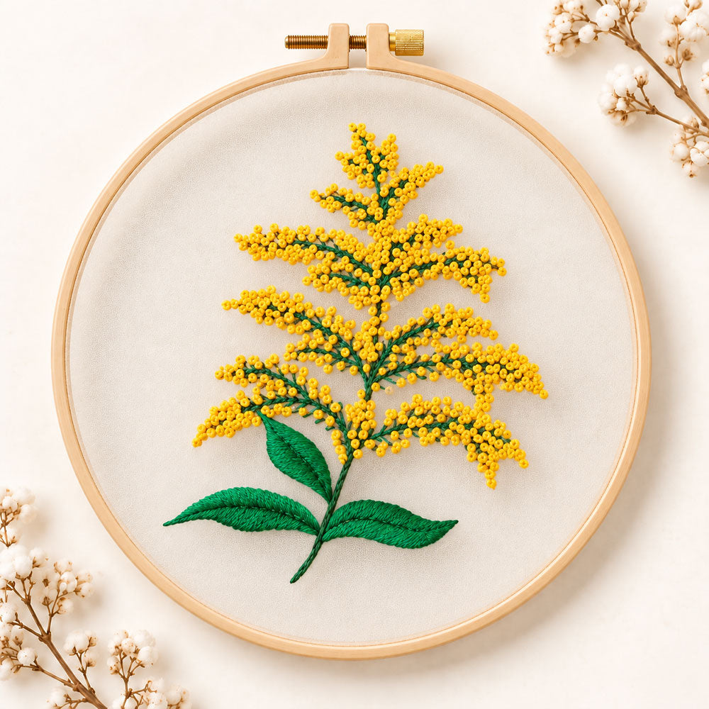 Goldenrod sprig embroidery kit