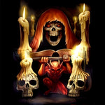 Gothic grim reaper and demon with skulls cross stitch kit for beginners