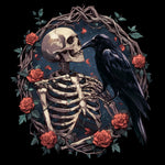 Gothic skeleton, raven and roses cross stitch kit for beginners