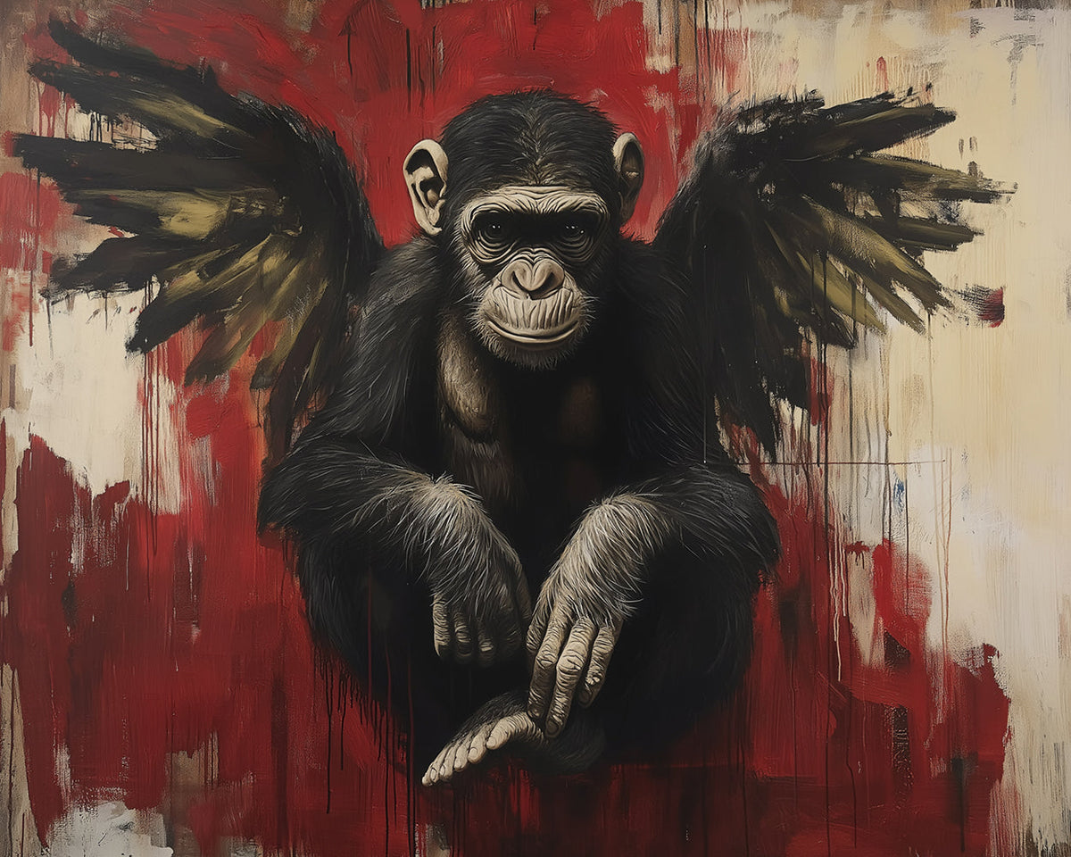 Graffiti chimpanzee with wings paint by numbers kit for beginners