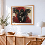 Graffiti chimpanzee with wings paint by numbers artwork displayed on wall as home decor