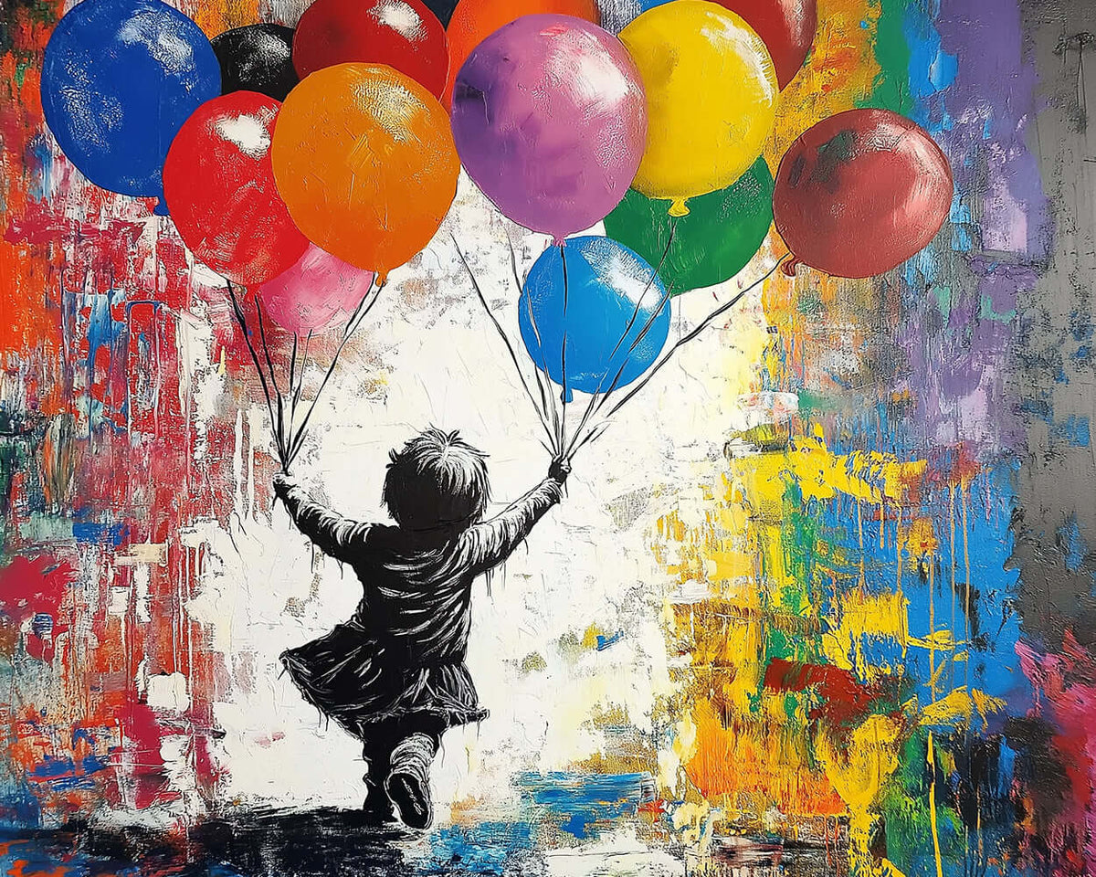 Graffiti girl with balloons paint by numbers kit for beginners