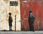 Graffiti-style boy and guard paint by numbers kit for beginners