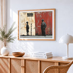 Graffiti-style boy and guard paint by numbers artwork displayed on wall as home decor