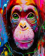Graffiti style chimpanzee portrait cross stitch kit for beginners