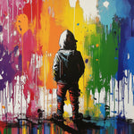 Graffiti style cool hooded boy cross stitch kit for beginners