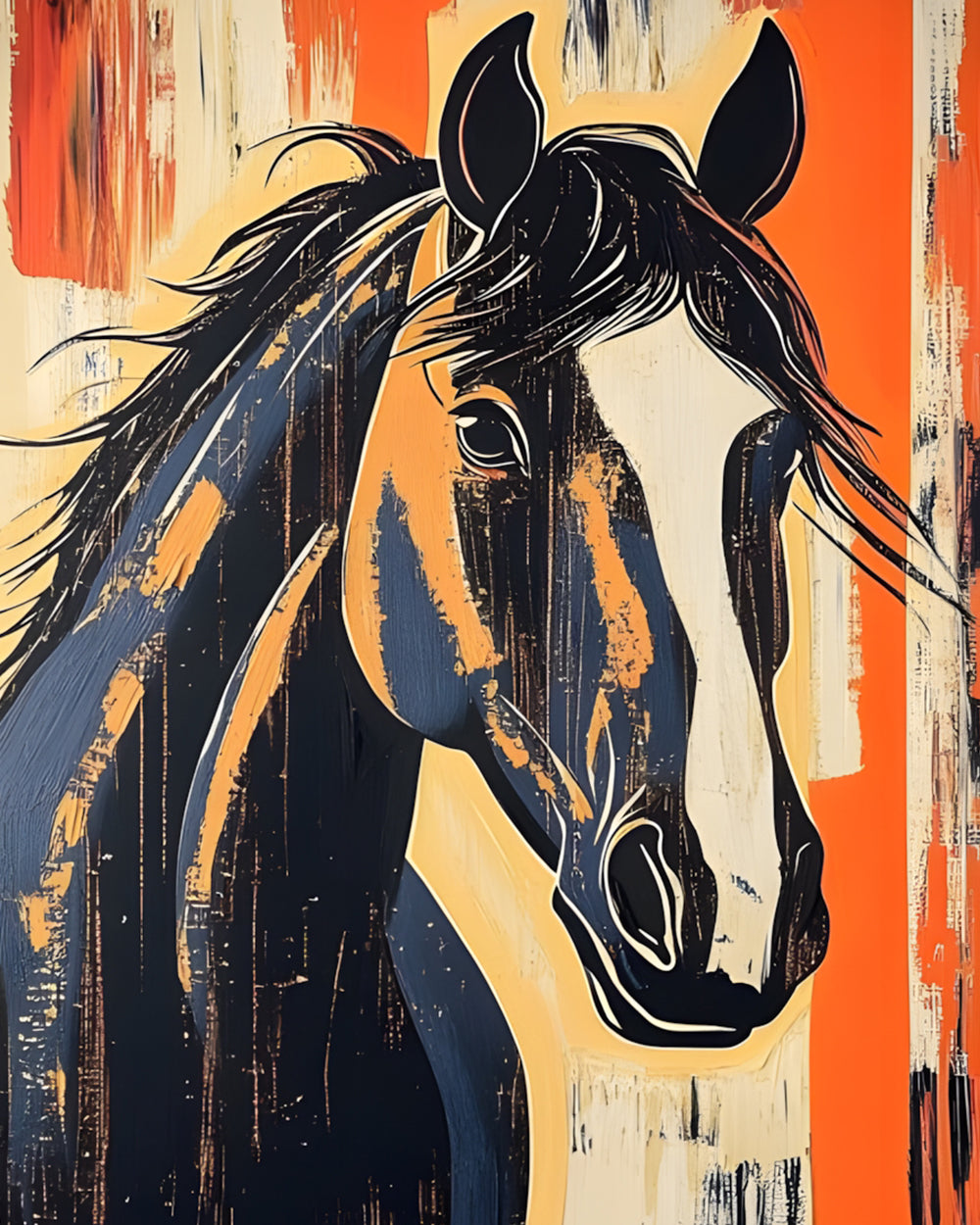 Graffiti style dark horse cross stitch kit for beginners