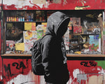 Graffiti-style hooded boy paint by numbers kit for beginners