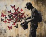 Graffiti-style man with butterflies paint by numbers kit for beginners