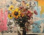 Graffiti style sunflowers in a rustic vase paint by numbers kit for beginners