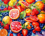 Grapefruit and berries collage cross stitch kit for beginners