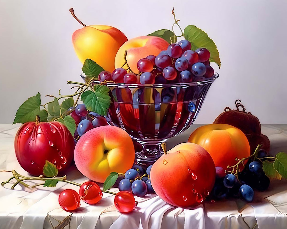 Grapes and peaches cross stitch kit for beginners