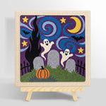 Graveyard ghosts night scene punch needle kit for beginners