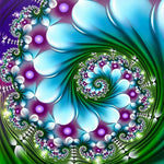 Green abstract spiral kaleidoscope cross stitch kit for beginners