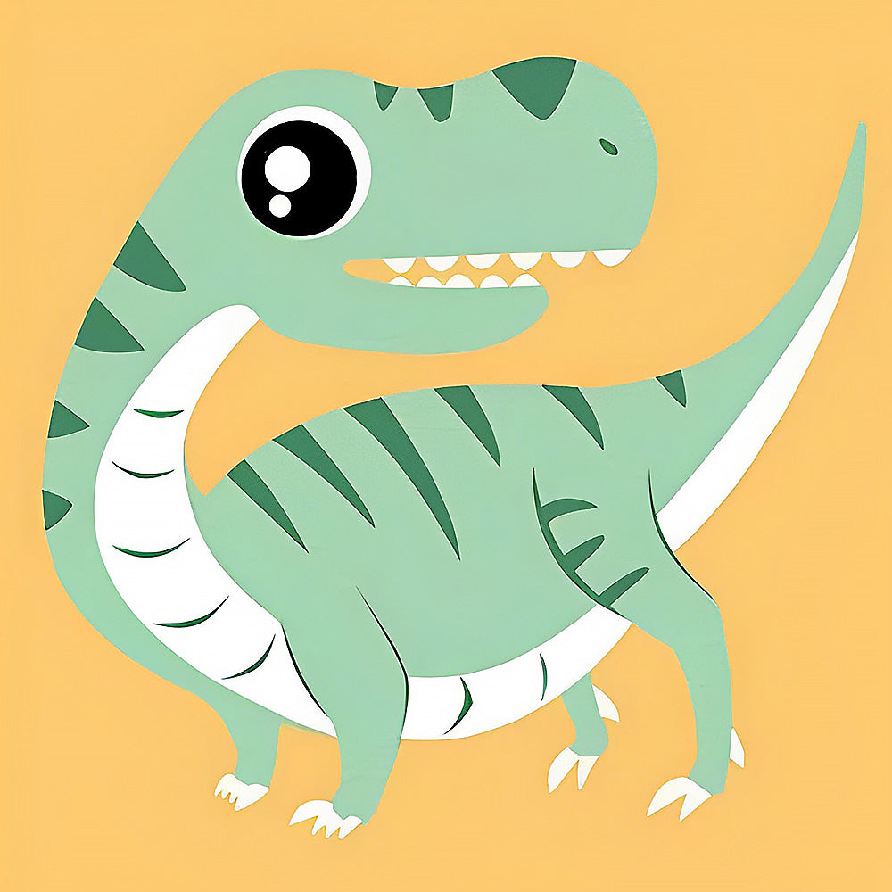 Green t-rex dinosaur cross stitch kit for beginners