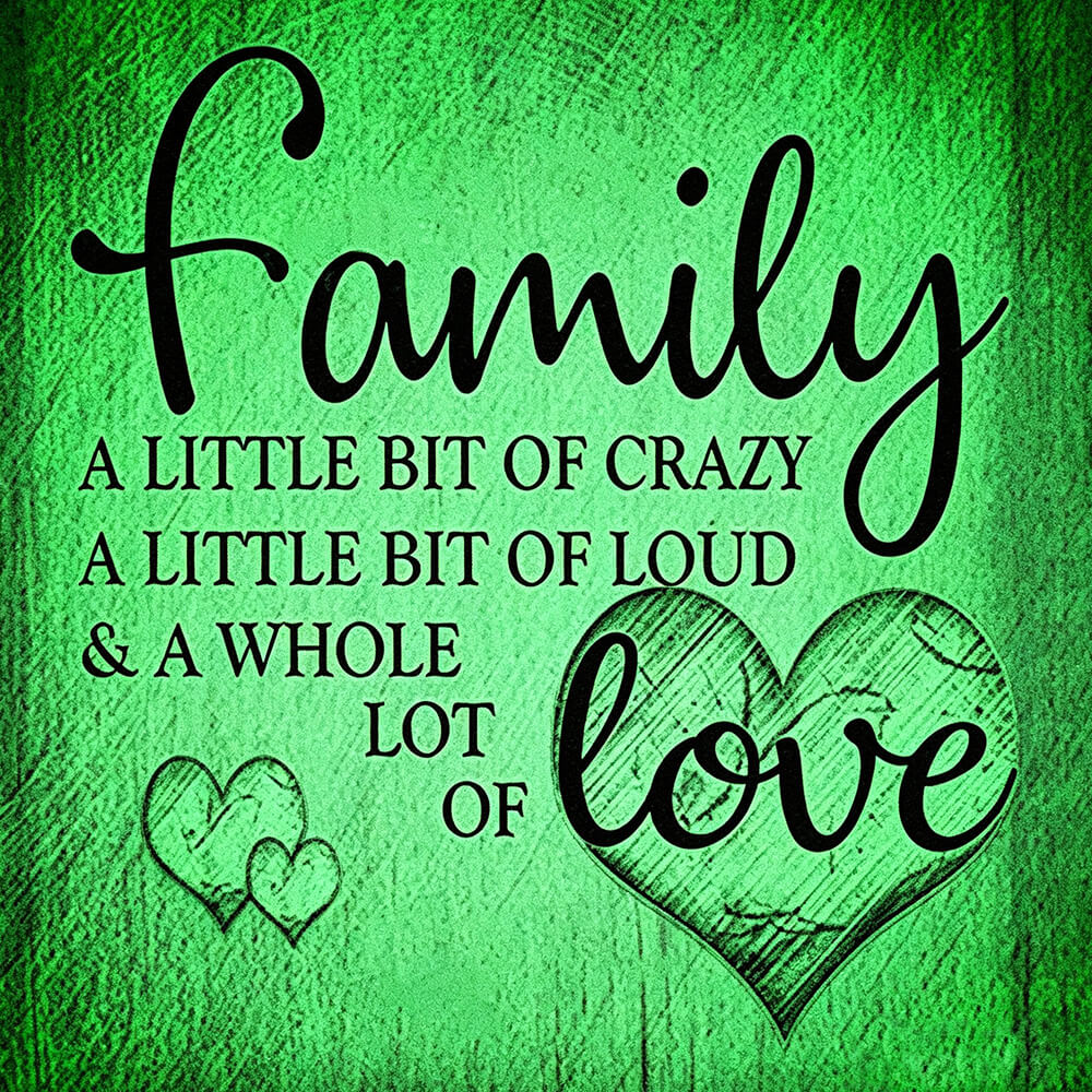 Green texture family and love quote cross stitch kit for beginners