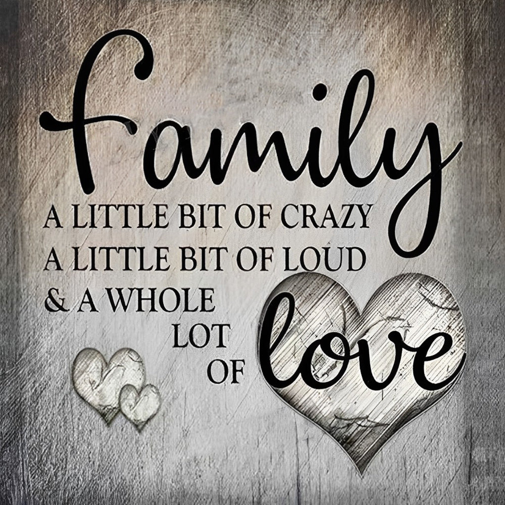 Grey texture family quote cross stitch kit for beginners