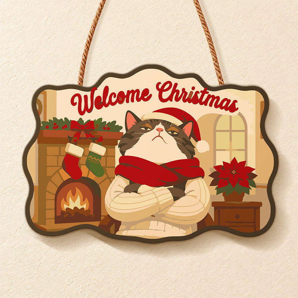 Grumpy cat christmas paint by numbers door hanger finished design