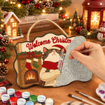 Grumpy cat christmas paint by numbers door hanger painting process