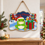 Grumpy frog christmas paint by numbers door hanger as indoor wall decor