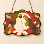 Grumpy santa dog paint by numbers door hanger finished design