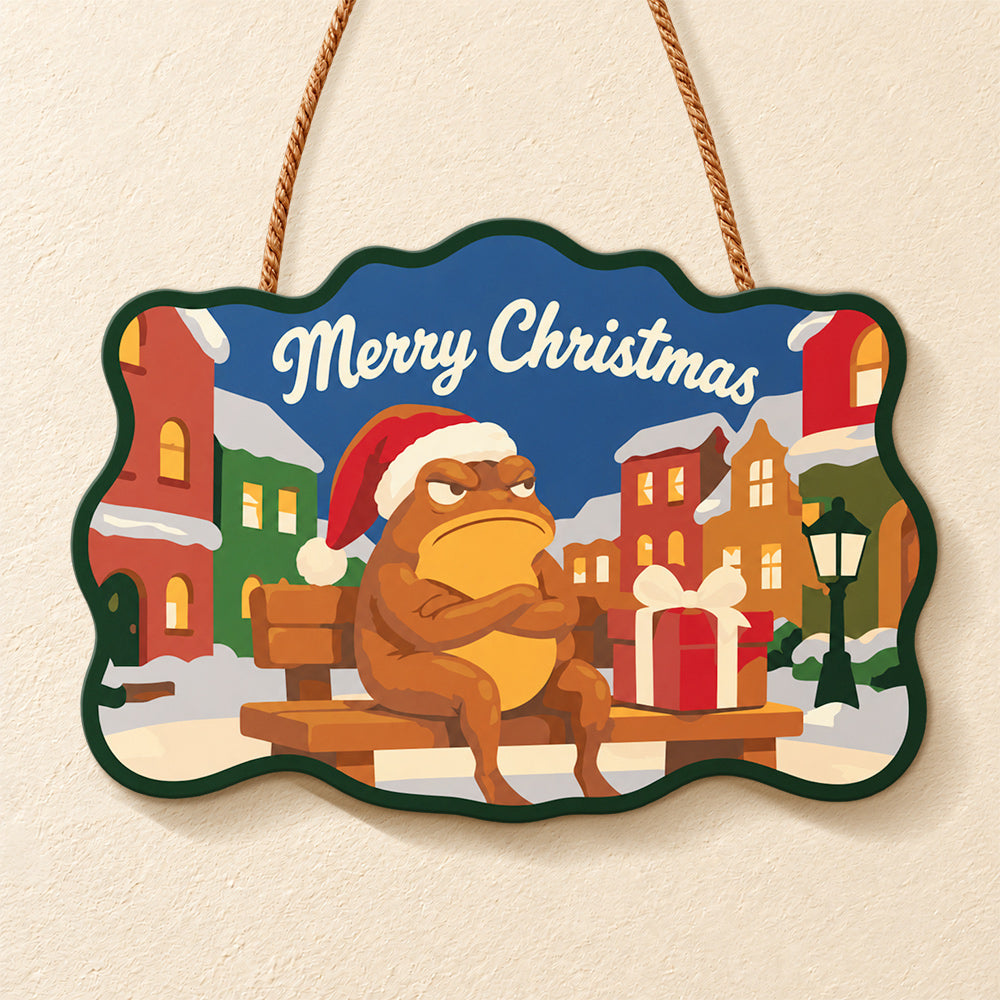 Grumpy town christmas paint by numbers door hanger finished design