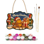 Grumpy town christmas paint by numbers door hanger with paints and brushes