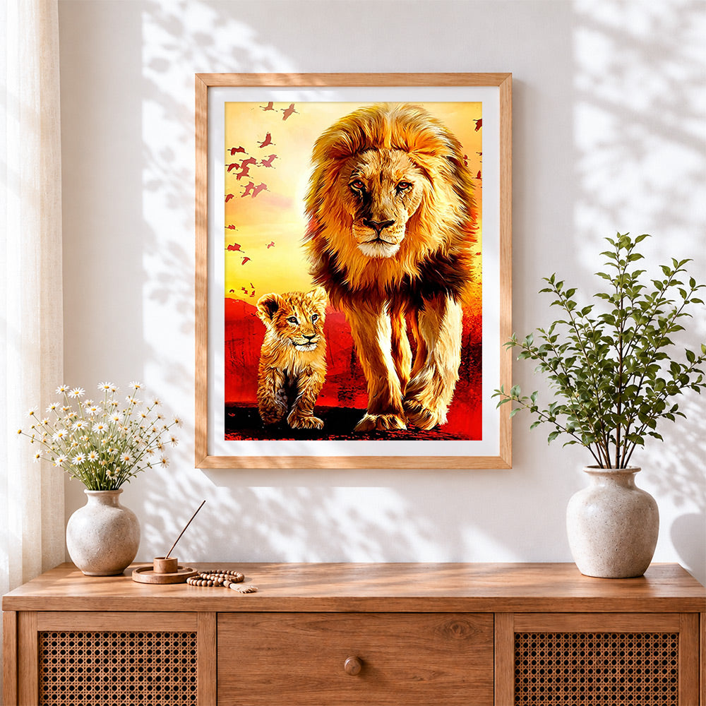 Finished guiding the cub cross stitch artwork displayed