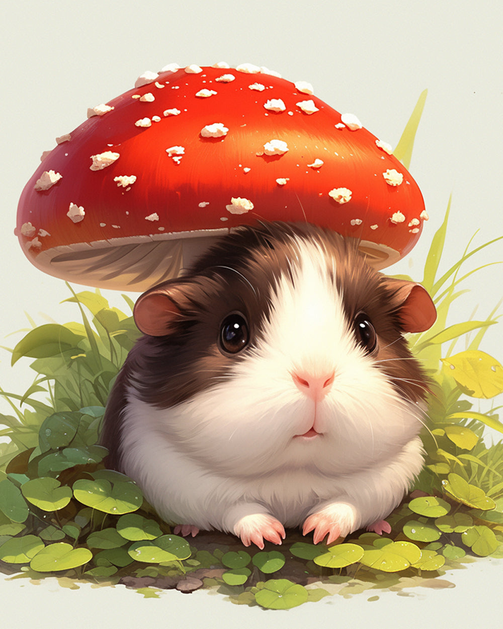 Guinea pig under mushroom cross stitch kit for beginners