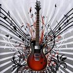Guitar with music notes and vines paint by numbers kit for beginners