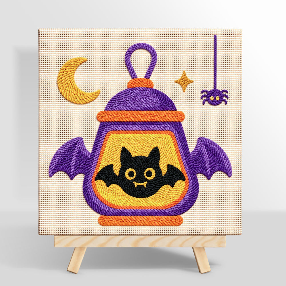 Halloween bat lantern punch needle kit for beginners