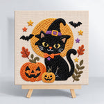 Halloween black cat punch needle kit for beginners