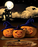 Halloween jack-o'-lanterns and haunted house cross stitch kit for beginners