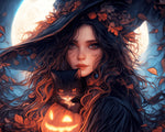 Halloween witch and black cat cross stitch kit for beginners