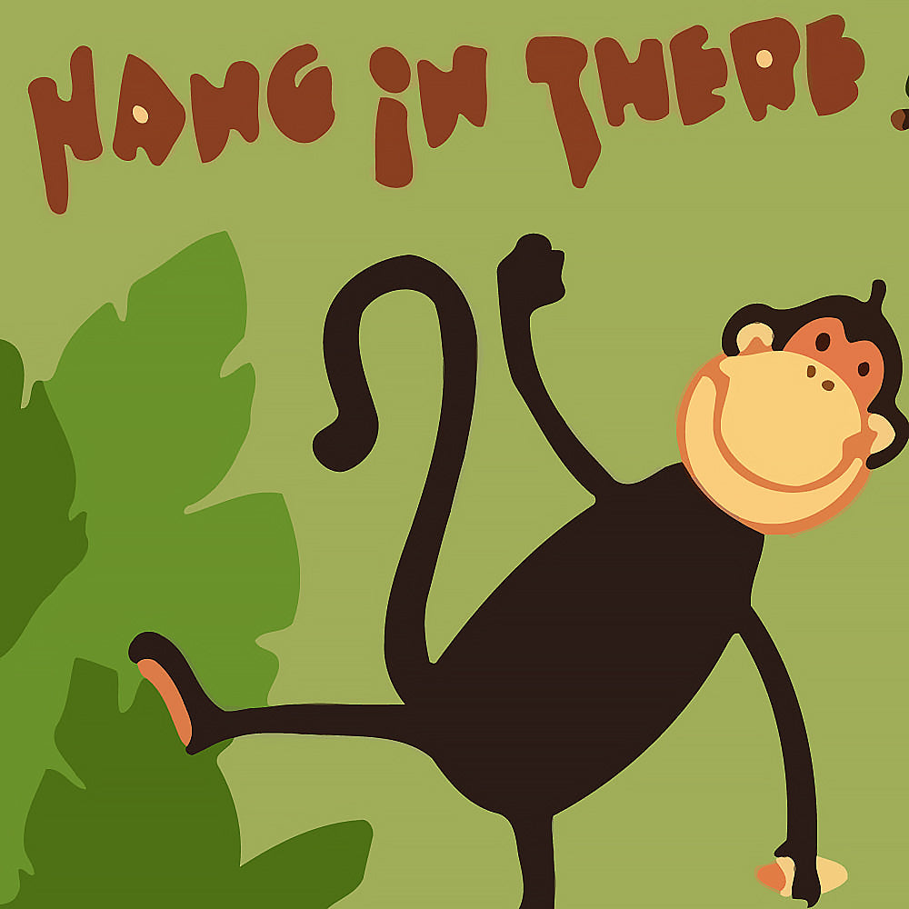 "Hang in there" cartoon monkey cross stitch kit for beginners