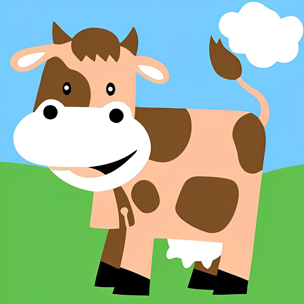 Happy cartoon cow cross stitch kit for beginners