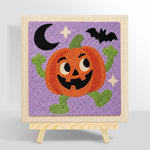 Happy dancing pumpkin character punch needle kit for beginners