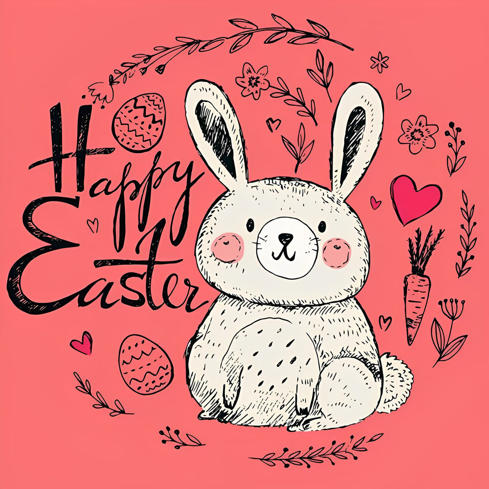 Happy easter bunny and carrot cross stitch kit for beginners