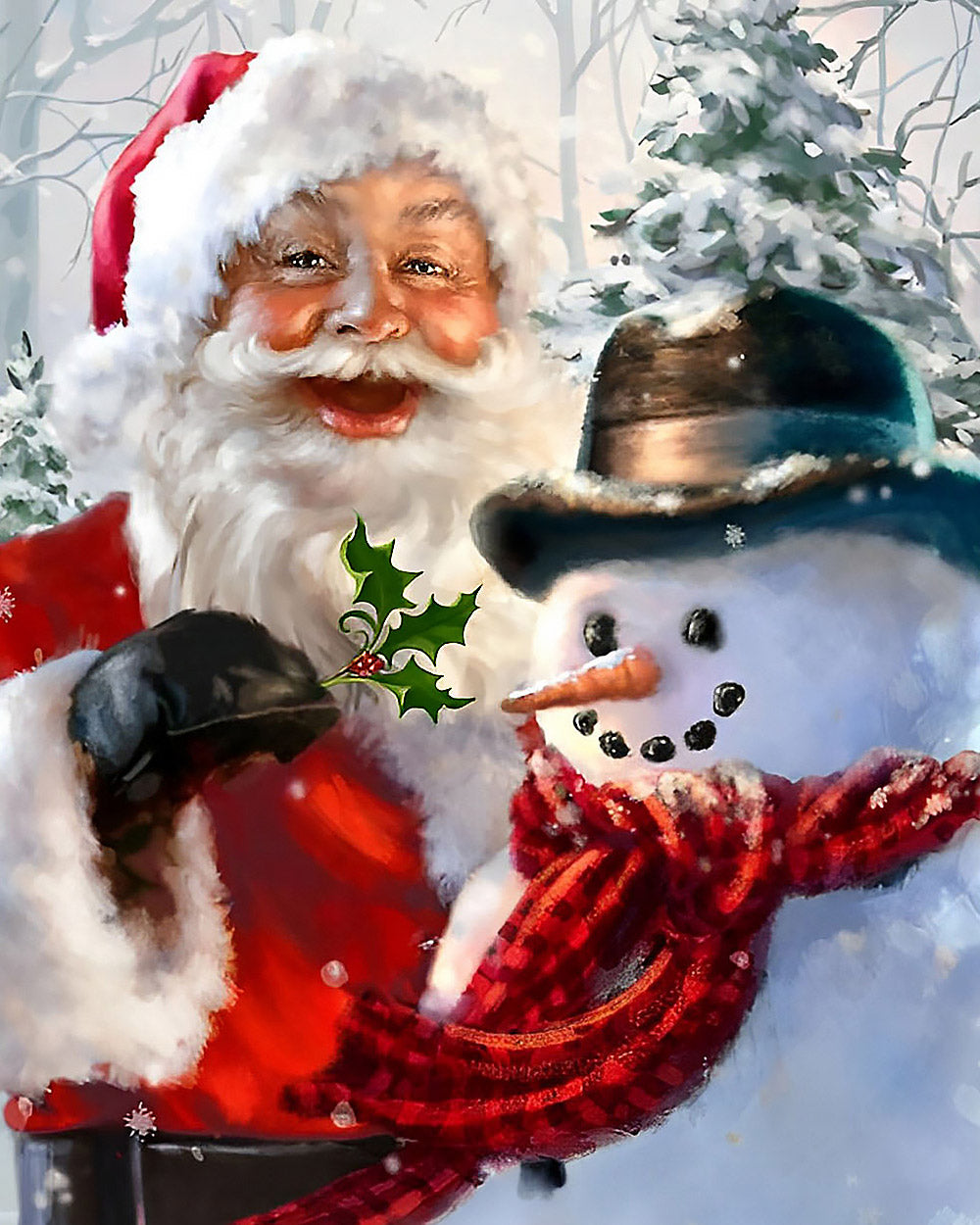 Happy father christmas and snowman cross stitch kit for beginners