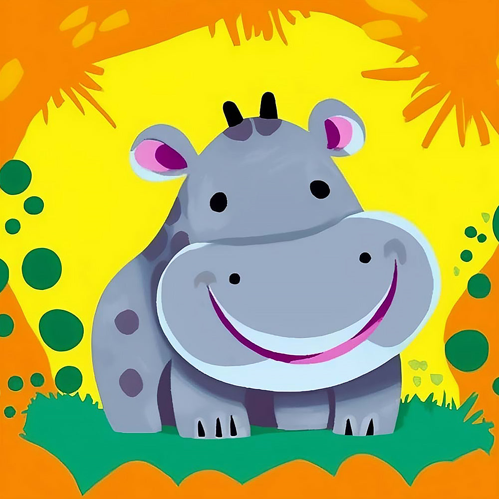 Happy hippo cross stitch kit for beginners