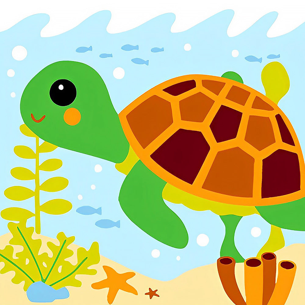 Happy sea turtle under the sea cross stitch kit for beginners